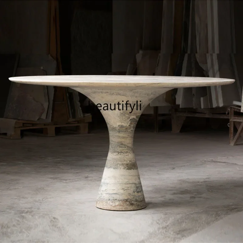 طاولة طعام وكرسي مزيج مستدير حديث بسيط طاولة طعام شقة صغيرة خفيفة طاولة طعام فاخرة طراز Wasabi G1218 #3