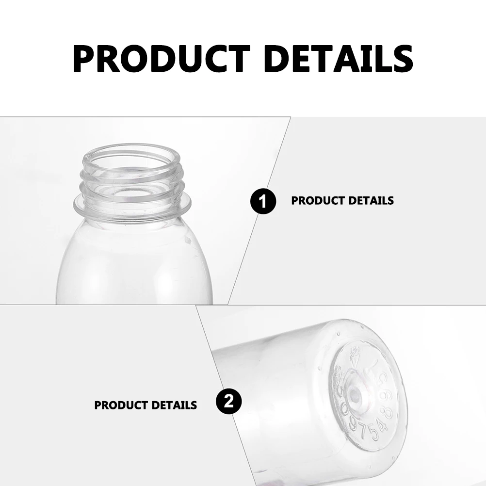

20 Pcs Plastic Milk Bottles Clear Leak Proof Travel Drink Containers Beverage Storage Juices Water Nut Milks Food Grade Easy