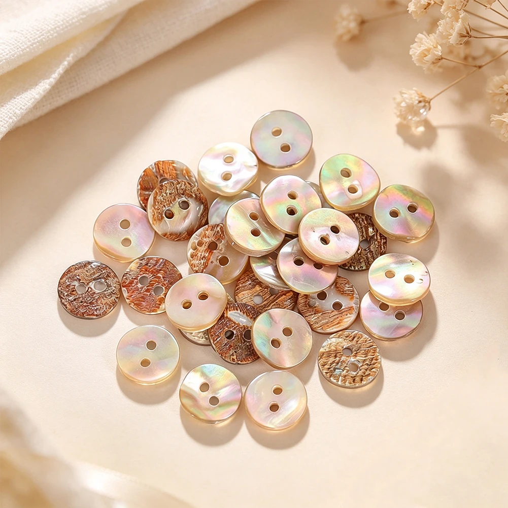 Abalone Shell Buttons 2 Holes Round Iridescent Seashell Fasteners 12mm Handmade Sewing Accessories for Shirts Blouses DIY Craft