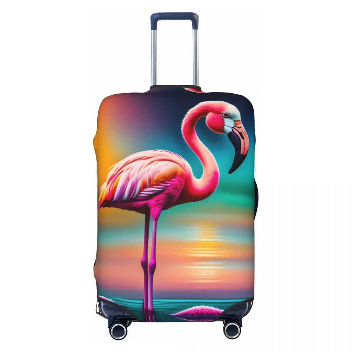 Pink Flamingo Suitcase Cover blue sky sun Useful Cruise Trip Protector Luggage Accesories Flight