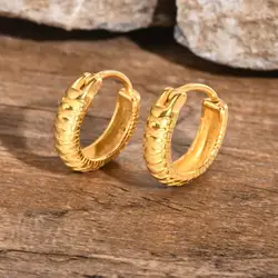 Snake Textured Hoop Earrings for Men, Anti Allergy Stainless Steel Animal Huggies Hoop Earrings,Male Earring Jewelry Gift