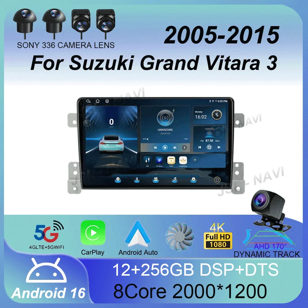 

Android 16 Carplay Car Radio For Suzuki Grand Vitara 3 2005 - 2015 Multimedia Player 2 Din Navigation GPS IPS Stereo DVD