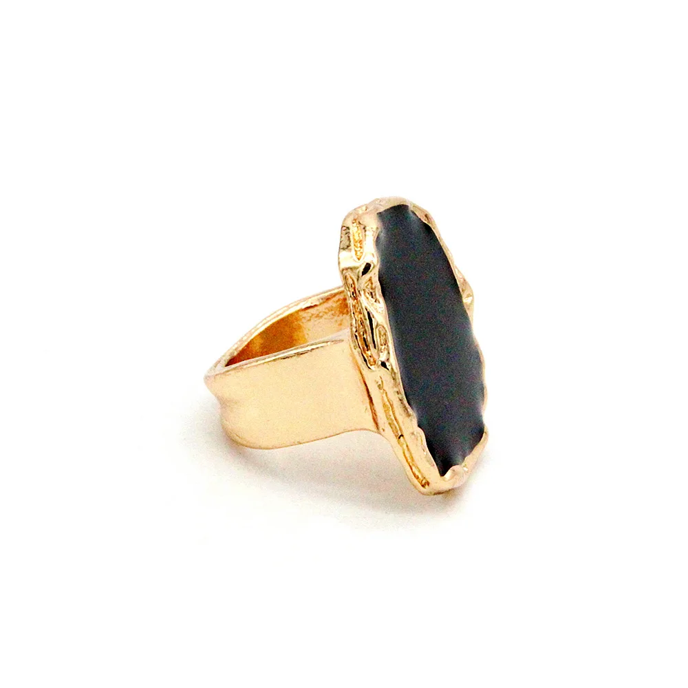 Simple And Stylish Bohemian Metal Large Black Stone Ring For Men And Women, Suitable For Glamorous And Fashionable Men And Women image 4