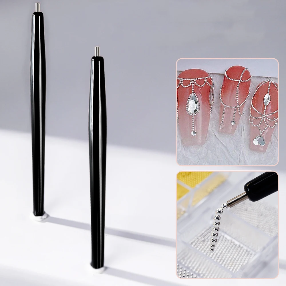 Bolígrafo magnético especial con bola de acero para decoración de uñas, herramienta de cadena de cuentas de esmalte de ojos de gato con succión de hierro súper fuerte, 1 ud. # TB