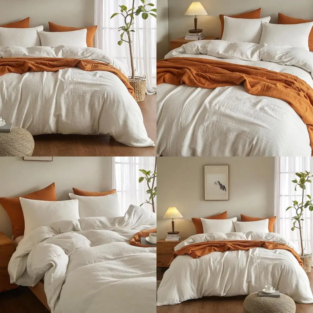 

Комплект пододеяльников из 100% хлопка и муслина California King Size — ультрамягкий льняной пододеяльник для восстановленного сна