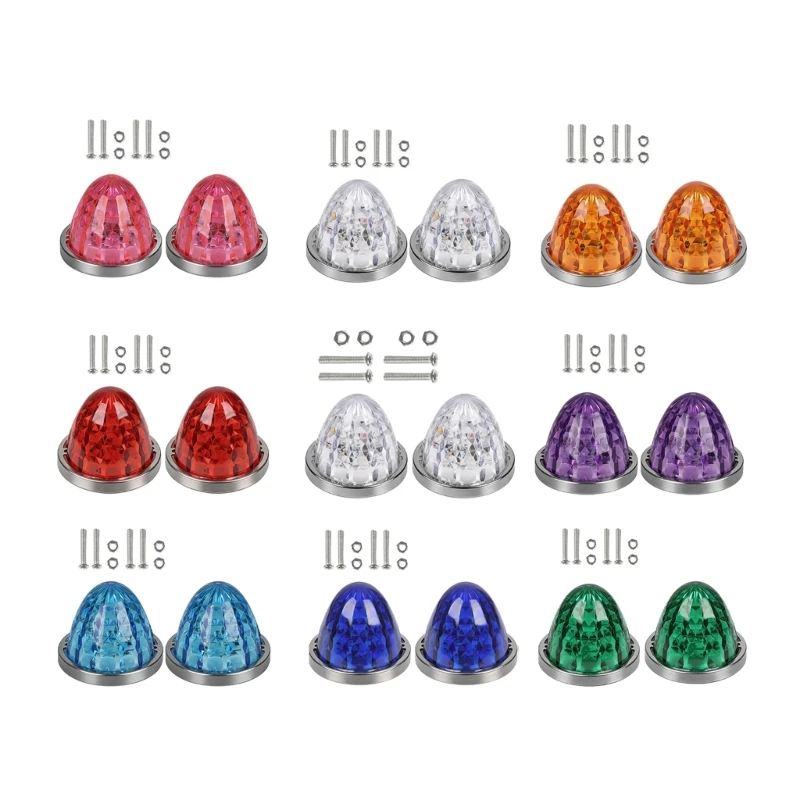 LED Side Marker Warning Light for Truck or Trailer, 10-30V 2Pcs Light Set with Faceted Lens for Clearance Use Daily H8WE