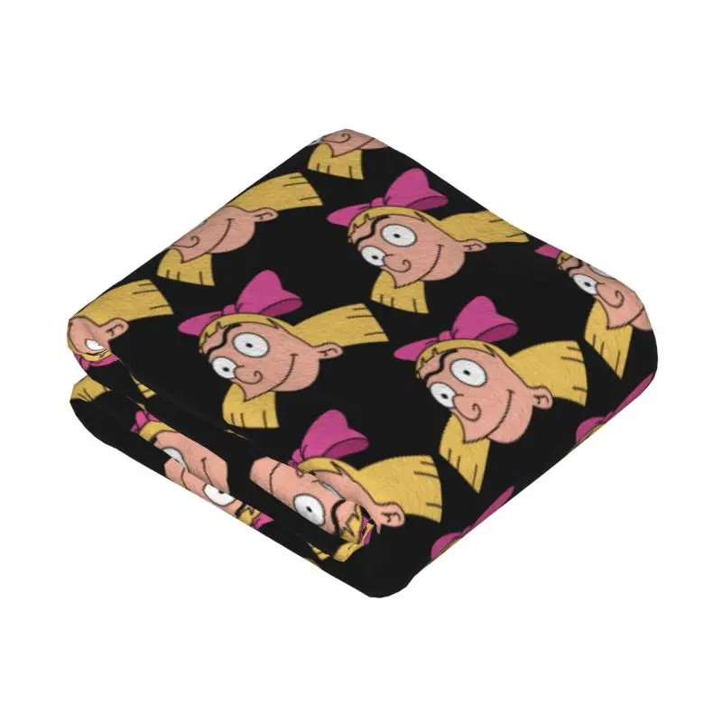 Custom Hey Arnold Anime Comedy Helga Pataki Blankets Warm Flannel Throw Blanket for Home Sofa Office Travel