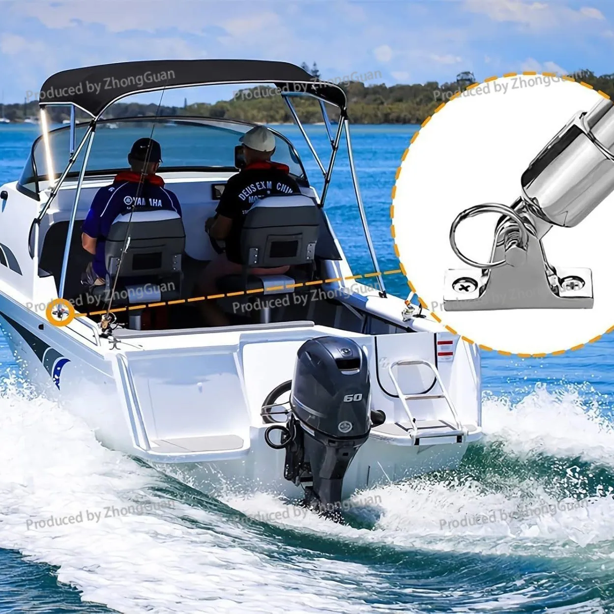 316 Stainless Steel Bolt Ring Mountain Seat with Sliding Cap, Marine Awning Accessories, Speedboat Supplies with Screw Wrench