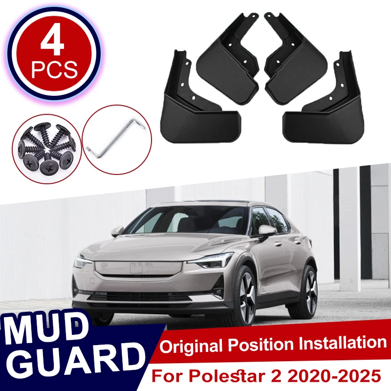 

For Polestar 2 Accessories 2020-2025 2021 2022 2023 Car Mudflaps Mudguards Fender Wheels Protection Anti-Scratch Tire Rear Mud