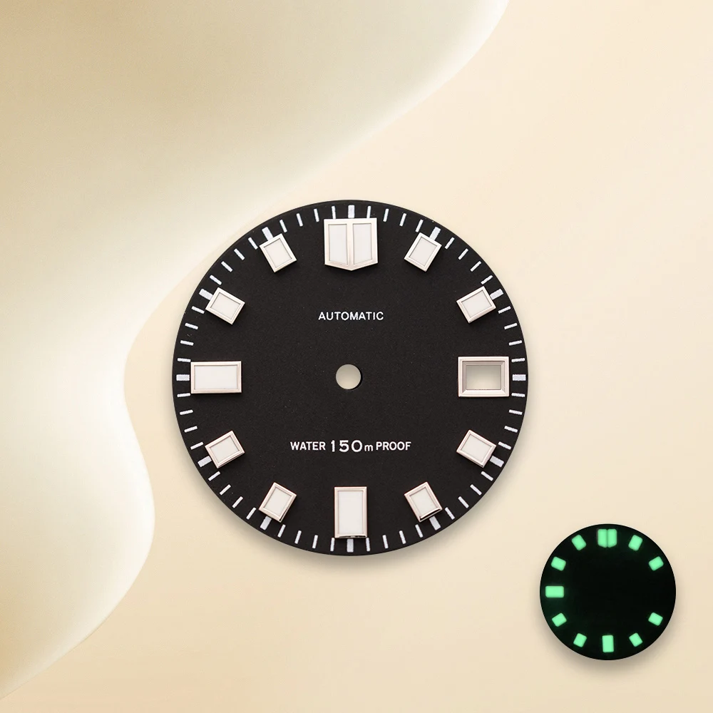 28,5 mm S-Logo NH35 Zifferblatt Taucherzifferblatt geeignet für NH35/NH36/4R/7S Uhrwerk C3 grün leuchtende Uhr Modifikationszubehör