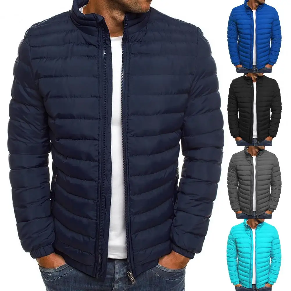 Stylish Men Coat Casual Puffer Jacket Slim Fit Stand Collar Men Coat  Comfortable