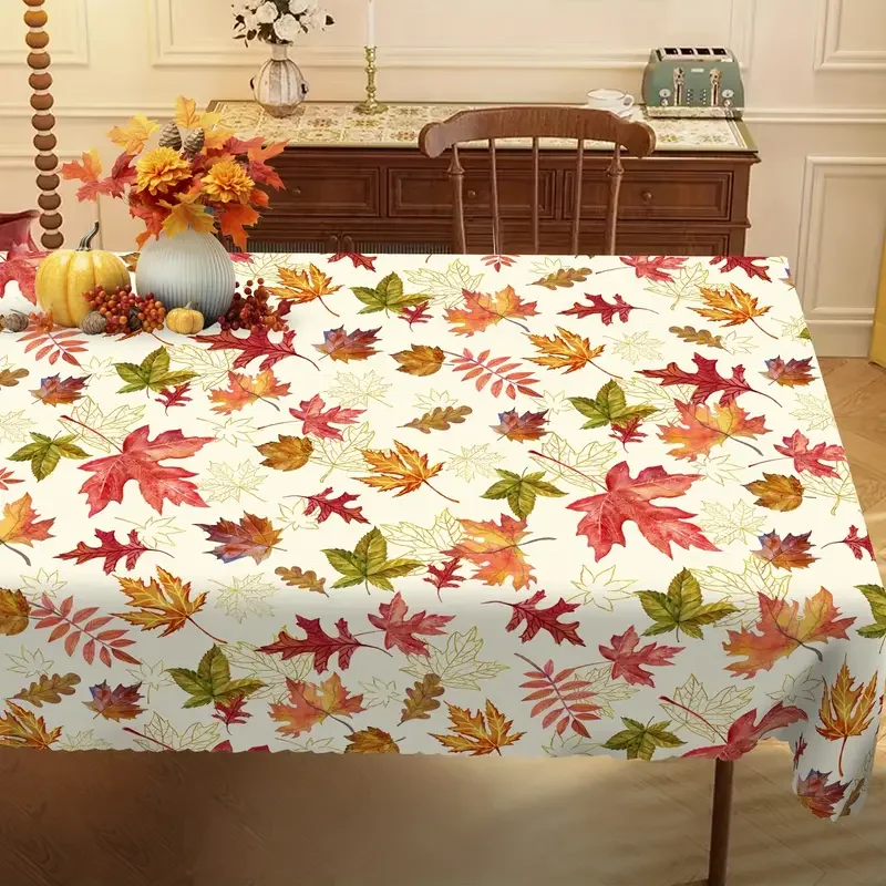 Autumn Thanksgiving Maple Leaves Print Tablecloth Holiday Party Decor Fall Farmhouse Kitchen Rectangle Table Cloths Table Decor