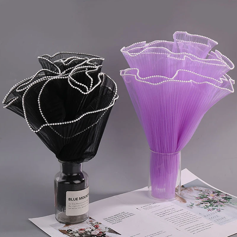 1PC 28cmx1M Flower Wrapping Paper Wave Yarn Florist Bouquet Packaging Lace Mesh Florist Bouquet Party Valentine Gift Packaging