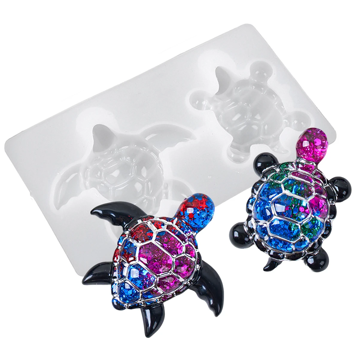 Mini molde de silicona de tortuga con 2 agujeros, llavero de tortuga marina 3D, colgante de joyería, Moldes de resina de yeso, accesorios artesanales hechos a mano DIY