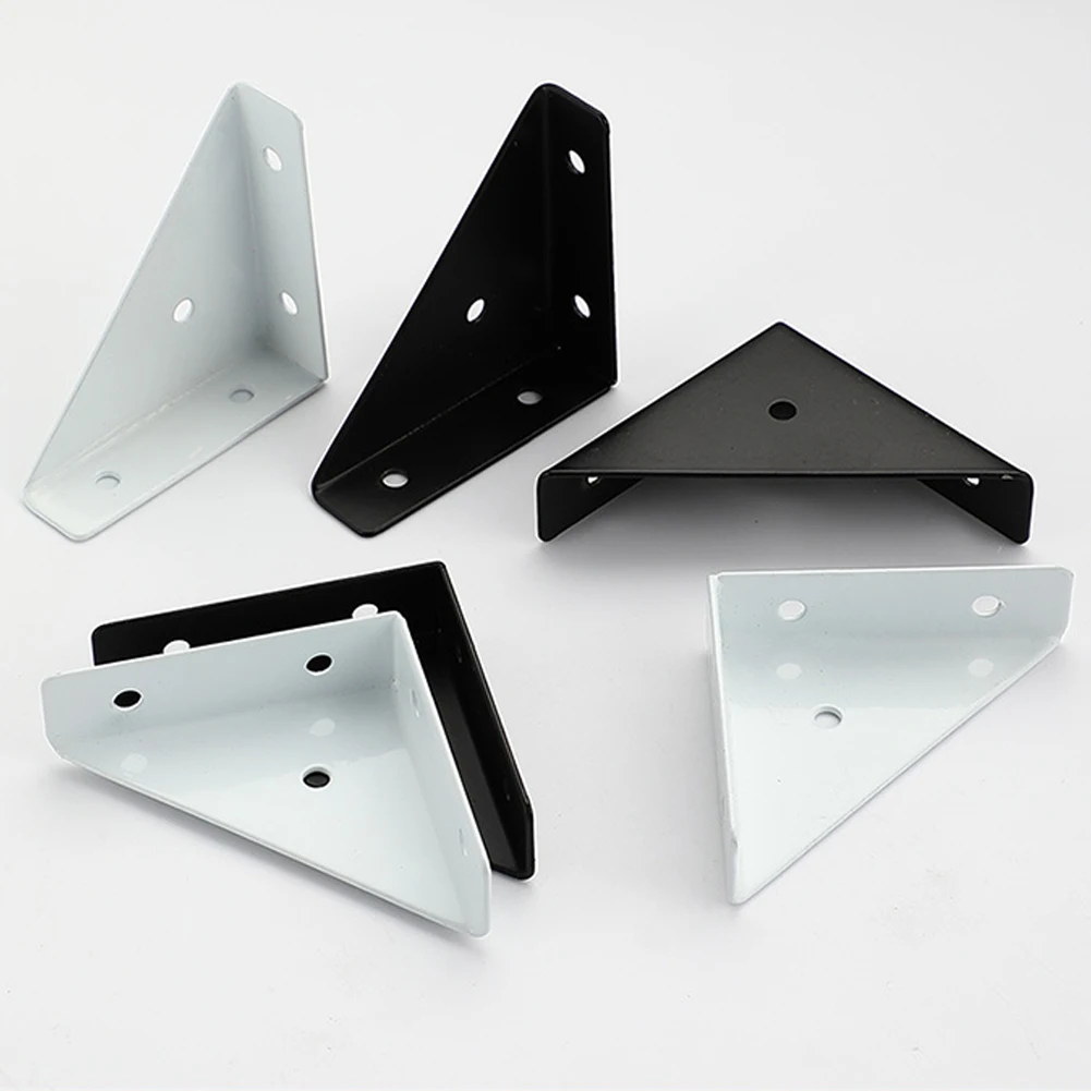 4PC Joining Plate Iron Corner Brackets 66x35mm White/Black 5Hole 90 Degree Angle Protector Board For Home Hardware Accessories