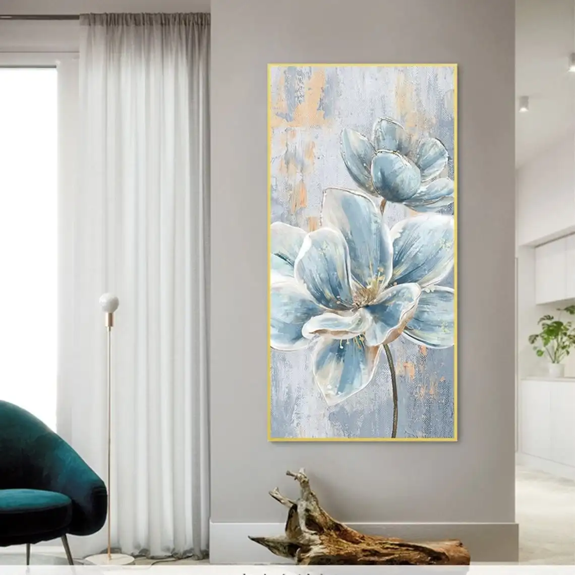 Modern Porch Decorative Painting Abstract Hand-Painted Flower Oil Painting On Canvas Thick Texture Canvas Painting Home Decor