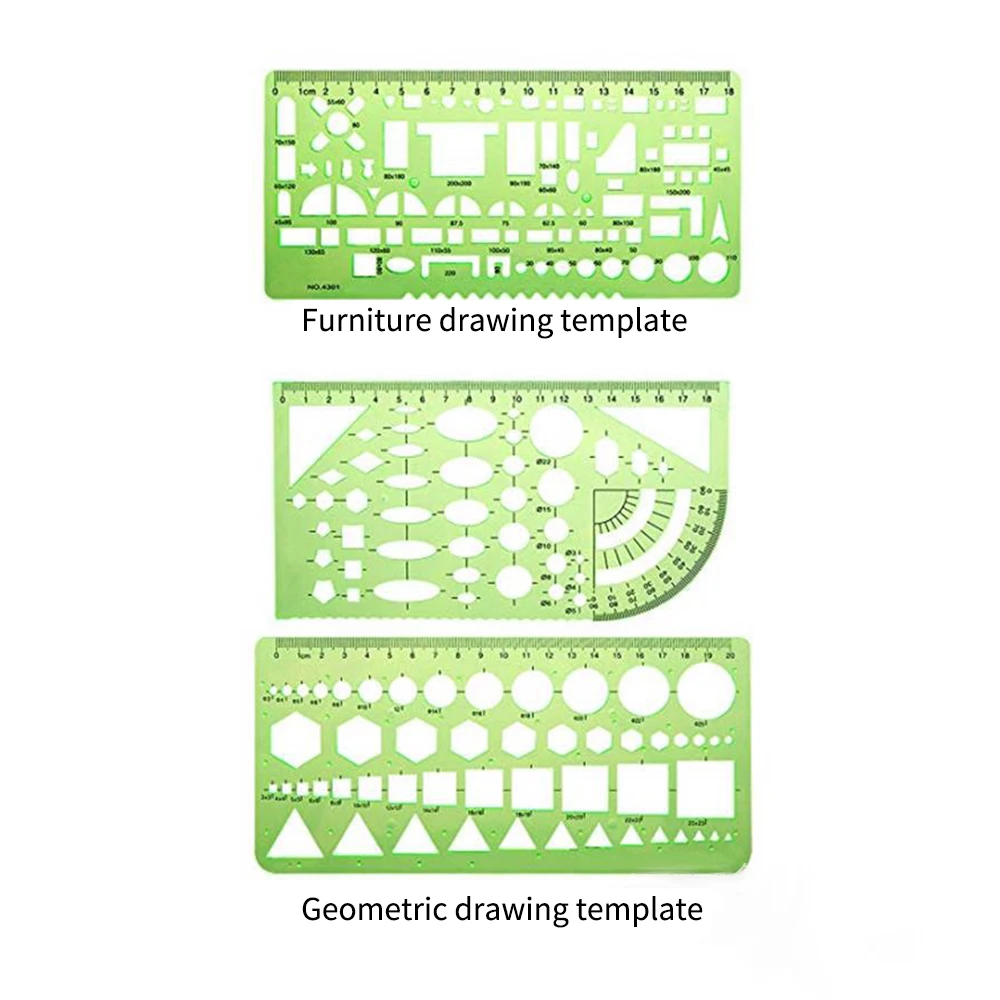 6 PCS Drawing Templates Building Formwork Geometric Design Office Furniture Drawing Measuring Template Ruler for School Office