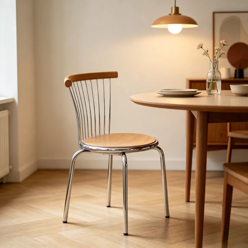 Bauhaus Style Dining Chairs Commercial Iron Backrest Seat for Vintage Industrial Kitchen Chair Mid-Century Home Furniture