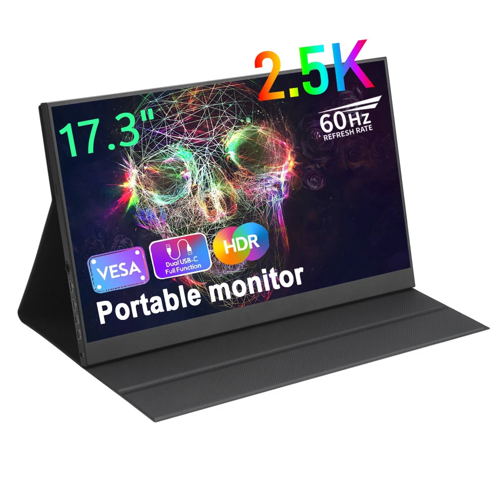 monitores para pc 17.3 Inch 2.5K 60Hz Portable Gaming Monitor 2560x1440 HDR FreeSync IPS Display for Laptop Phone