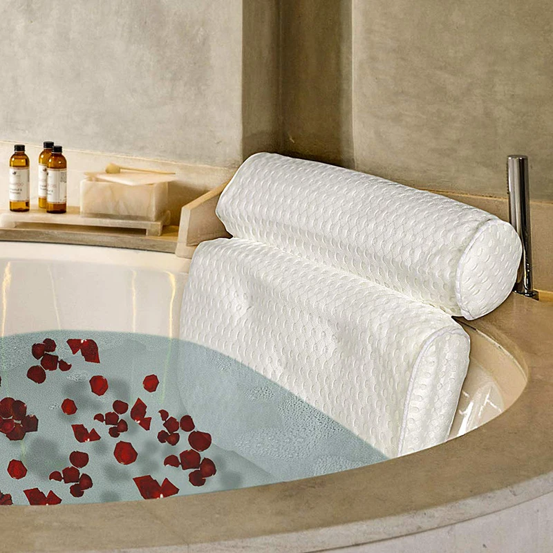 Bath Pillow for Tub Neck and Back Support 3D Air Mesh Spa Bathtub Pillows with Suction Cup