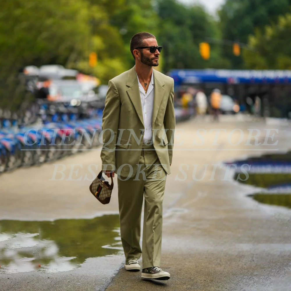 

Elegant Men's Suits Formal One-button Notch Lapel Blazer Fashion Slim Fit 2 Piece Jacket Pants High Quality Male Clothing Sets