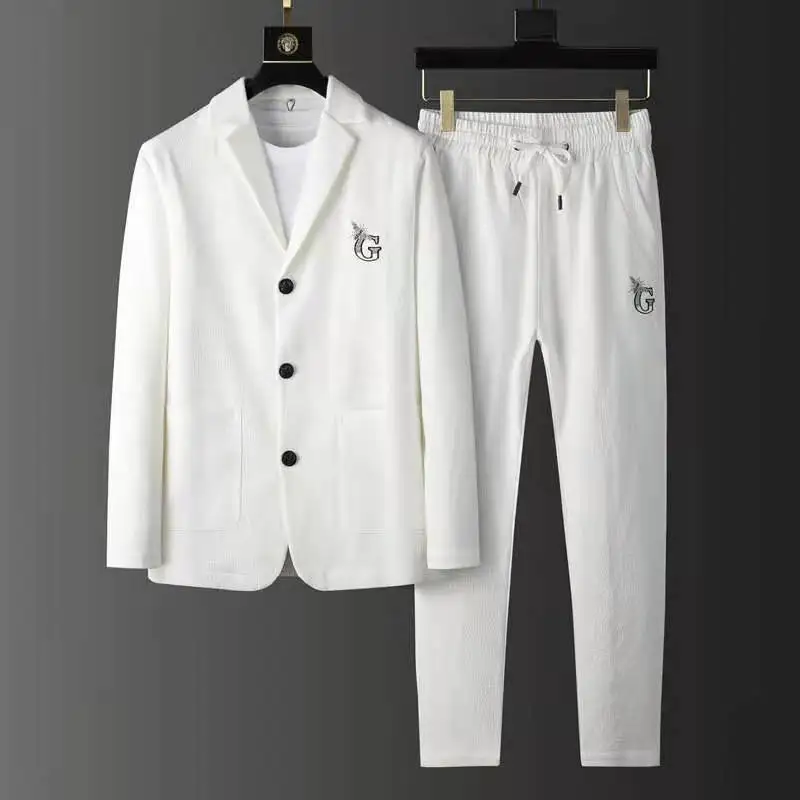Men's suit Spring and Autumn New Fashion Suit Long-sleeved Casual Korean-style Slim-fit Handsome Two-piece Suit