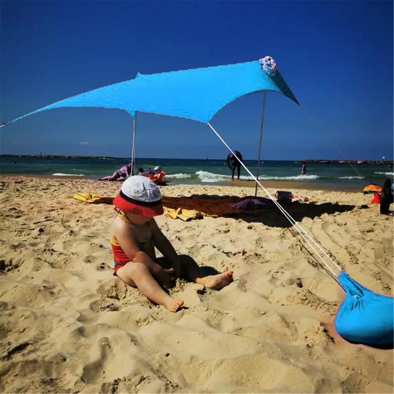 3M*2.8M*2M Large Family Beach Awning Ultralight Sun Shade Tent With Sandbag UPF50+ UV Portable Beach Canopy Sun Shelter