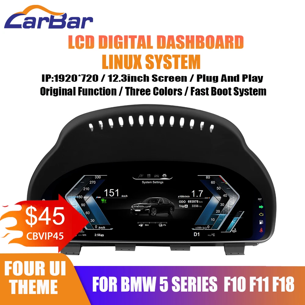 

Carbar New LCD Digital Dashboard Cluster Digital Speedometer For BMW 5 Series 6 Series 7 Series x3 X4 X5 X6 Instrument Cluster