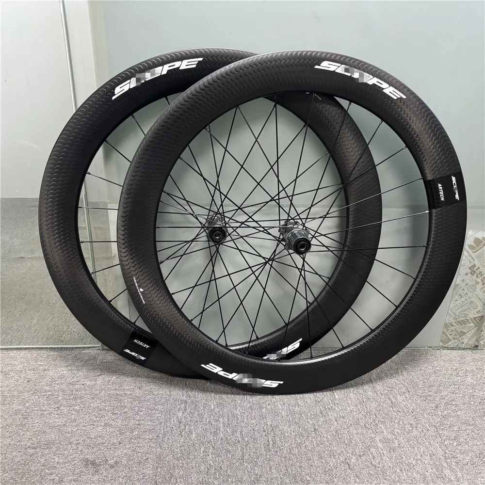45-50-55-65mm Special Texture Road Bicycle Carbon Fiber Wheelset 60T Ratchet HG / XDR Hub Center-Lock Disc Brake Cycling