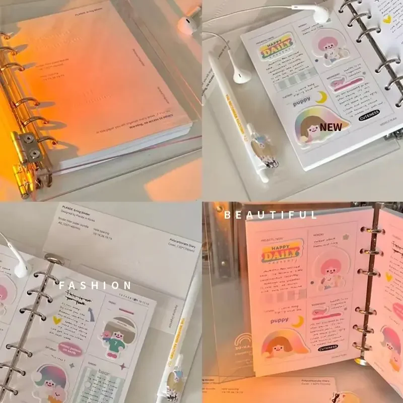A5 Acrylic Transparent Shell Loose-leaf Photo Album, DIY Detachable Binder, 6 Hole Acrylic Album Kpop Binder, Photocard Binder