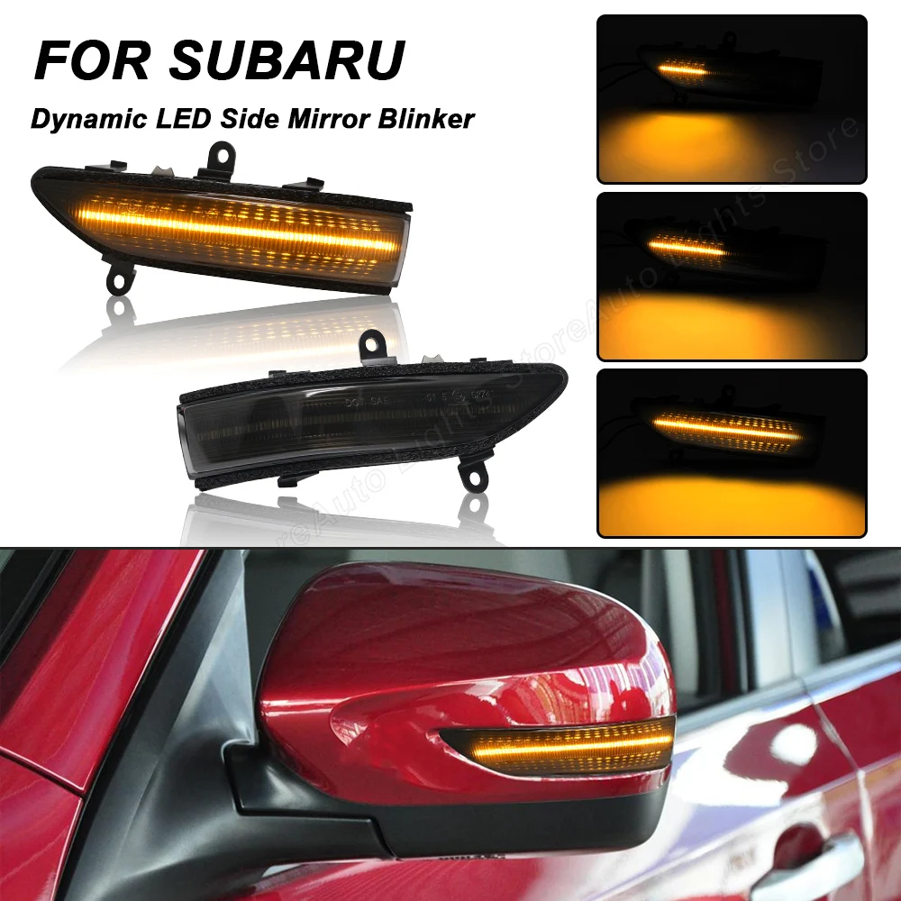 

For Subaru Forester Impreza WRX STI Legacy Outback Dynamic LED Side Mirror Blinker Lights 2PCS Amber LED Turn Signal Lamps