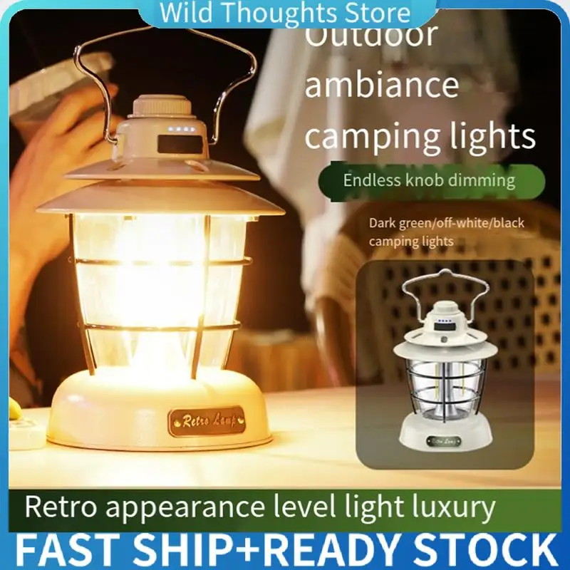 

Retro Lantern Outdoor Multi-Function Camping Tent Light Smart USB Charging Portable Lantern Home Camping Light-[Qahk]