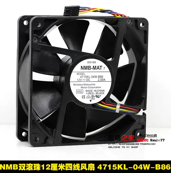 

NEW NMB-MAT Minebea 4715KL-04W-B86 12038 12V 2.5A 4PIN FOR DELL Server cooling fan