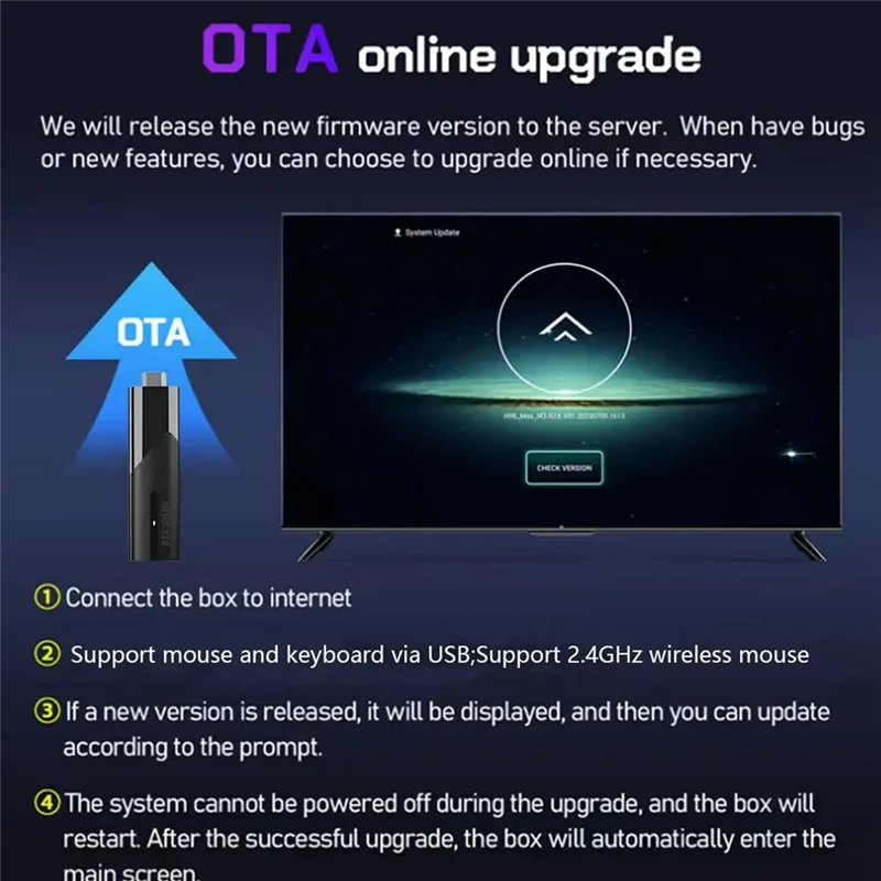 Superior-M98 Y10 Smart TV Stick Android 13 BT 5.0 ATV Allwinner H618 2.4G 5G Dual Wifi HDR10 6K Media Player TV Box Black