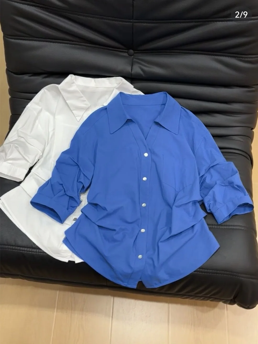 

Новая женская повседневная рубашка с воротником, рукавами-фонариками и приталенным силуэтом, летняя коллекция 2026, плиссированная, приталенная, в французском стиле, свободного кроя