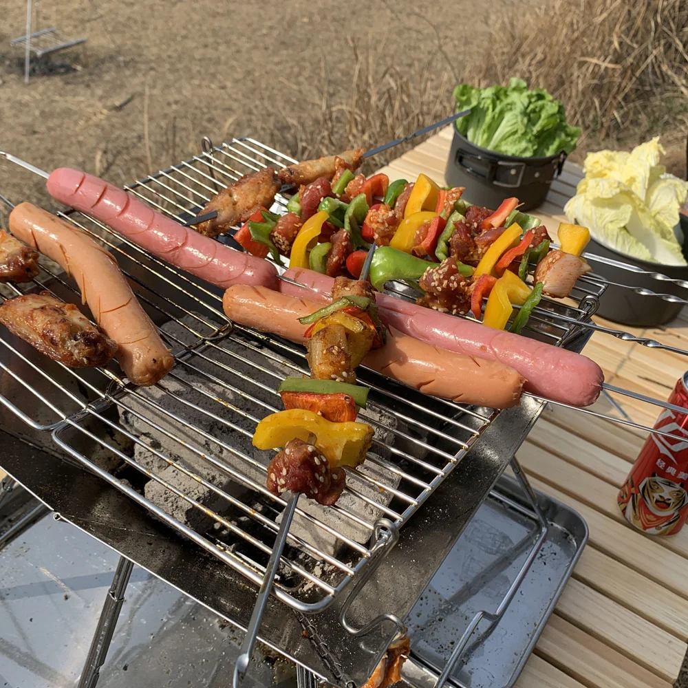 Camping Holz Herd Brazier Camping Feuer Holz Heizung Tragbare Falten Wanderung Grill BBQ Holzkohle Grill Stehen – Detail 14