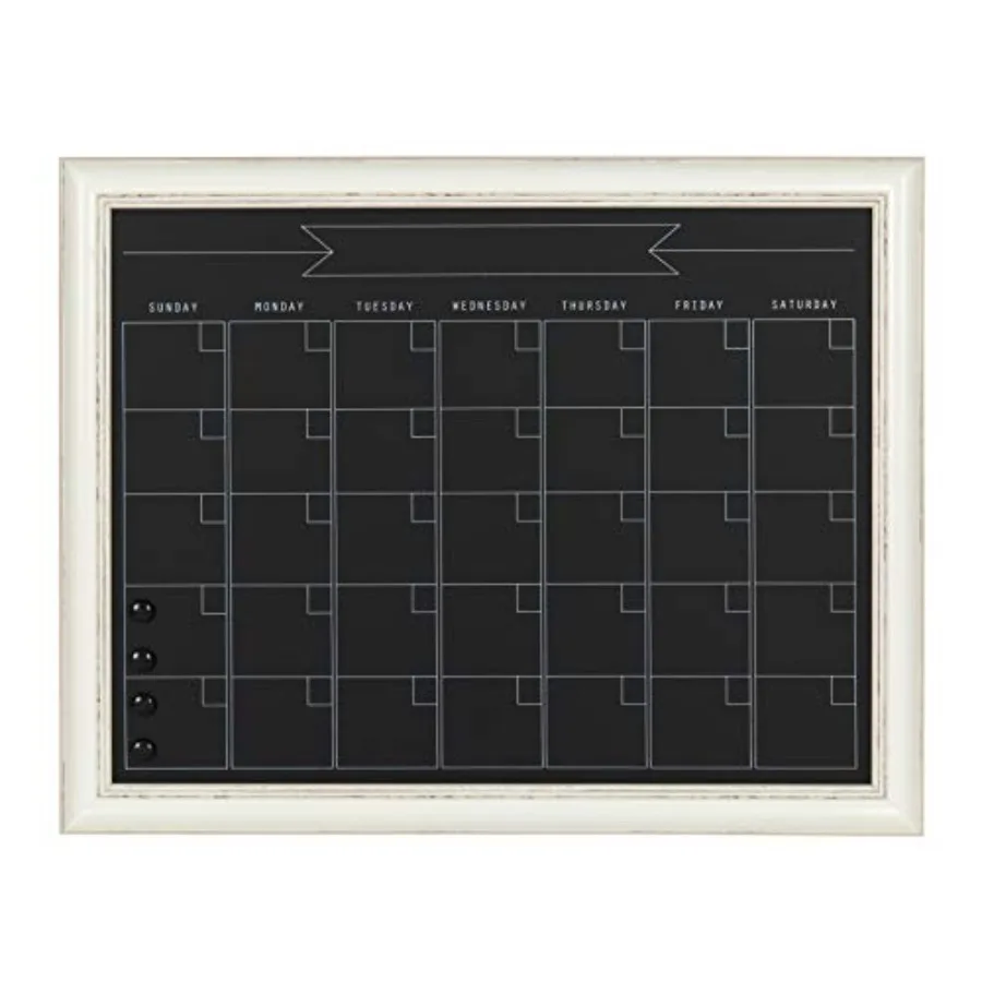 

Macon Framed Magnetic Chalkboard Monthly Calendar 23x29 Soft White