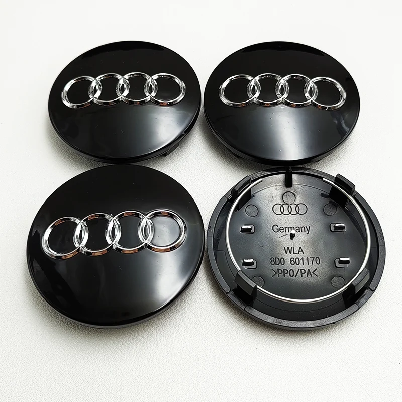 4pcs 68mm Black Grey Car Styling Badge Wheel Center Hub Cap Rim Caps For Audi Emblem 8D0601170 A1 A3 A4 A5 A6 Q7 Accessories