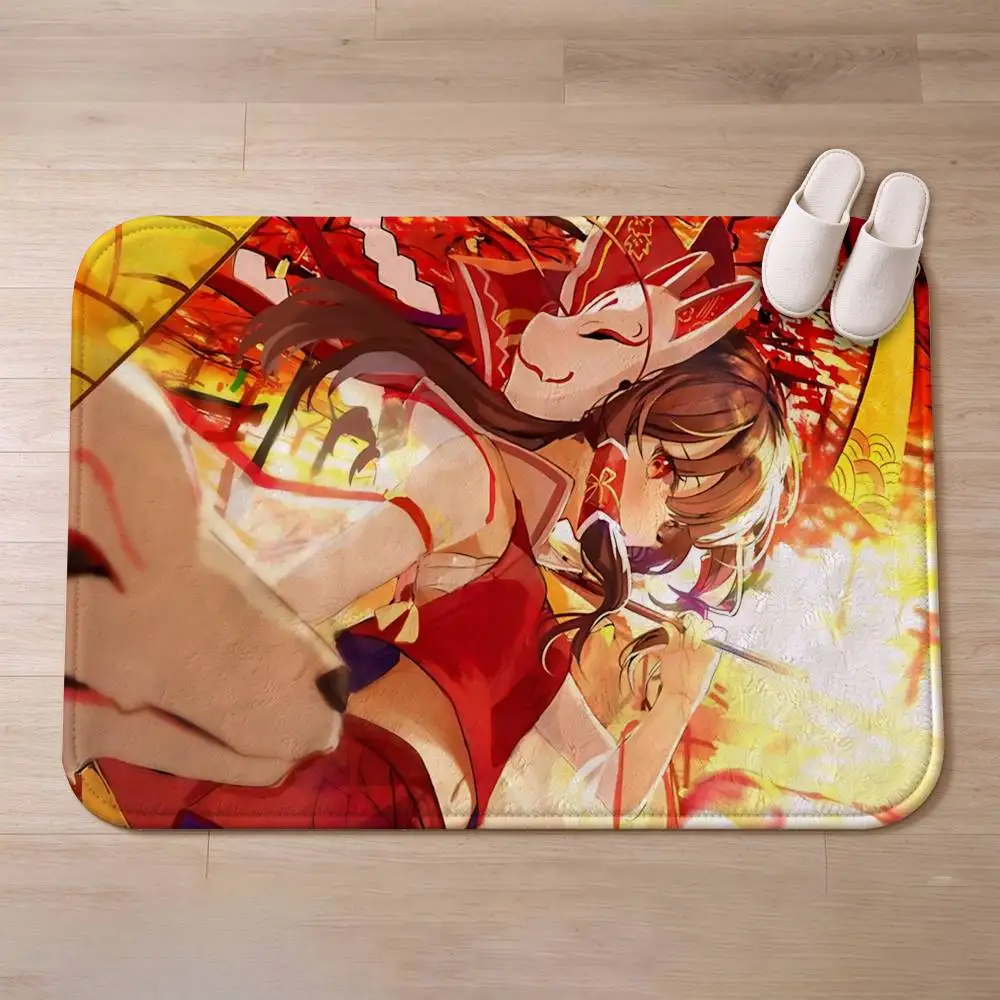 Game Touhou R-Reimu H-Hakurei Short Plush Bathroom Door Mat, Hallway Decor Rug, Home Entry Welcome Floor Mat 5
