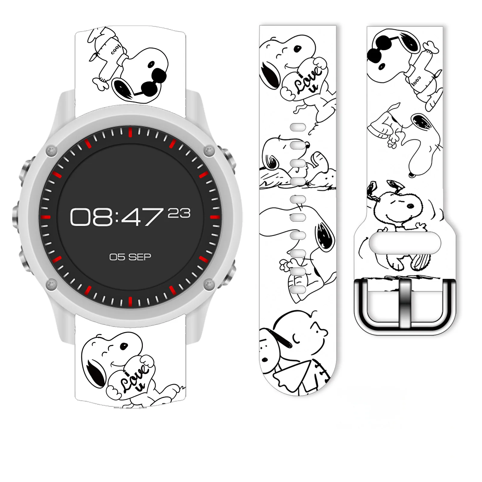 

Snoopy Series Printed Strap 20mm for Samsung Galaxy Watch 7/6/5 Compatible 40mm 44mm Band Replaceable Bracelet for Xiaomi Watch