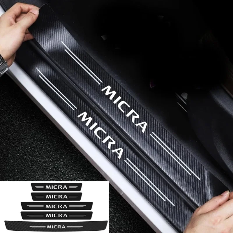 Carbon Fiber Car Door Sill Threshold Rear Trunk Anti Protective Stickers Decals for Nissan Micra Logo Qashqai J10 Elgrand Decor