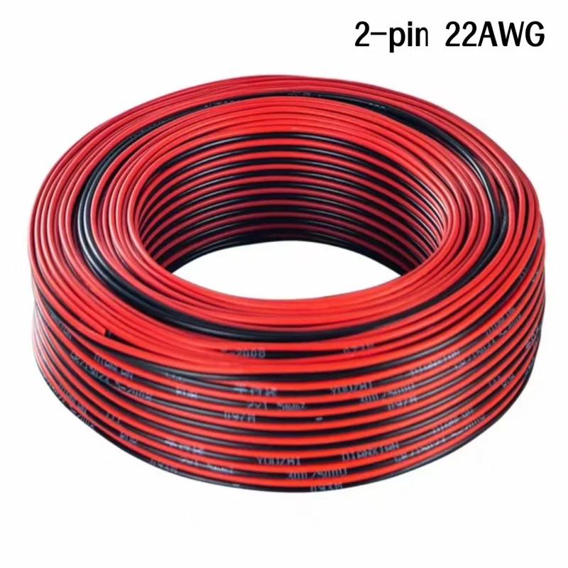 Fil électrique cc 5m/10m, câble d'extension à bande unique à 2 broches, connecteur de cordon anti-flammes 22awg pour LED faible puissance, petite Sppliance 3C