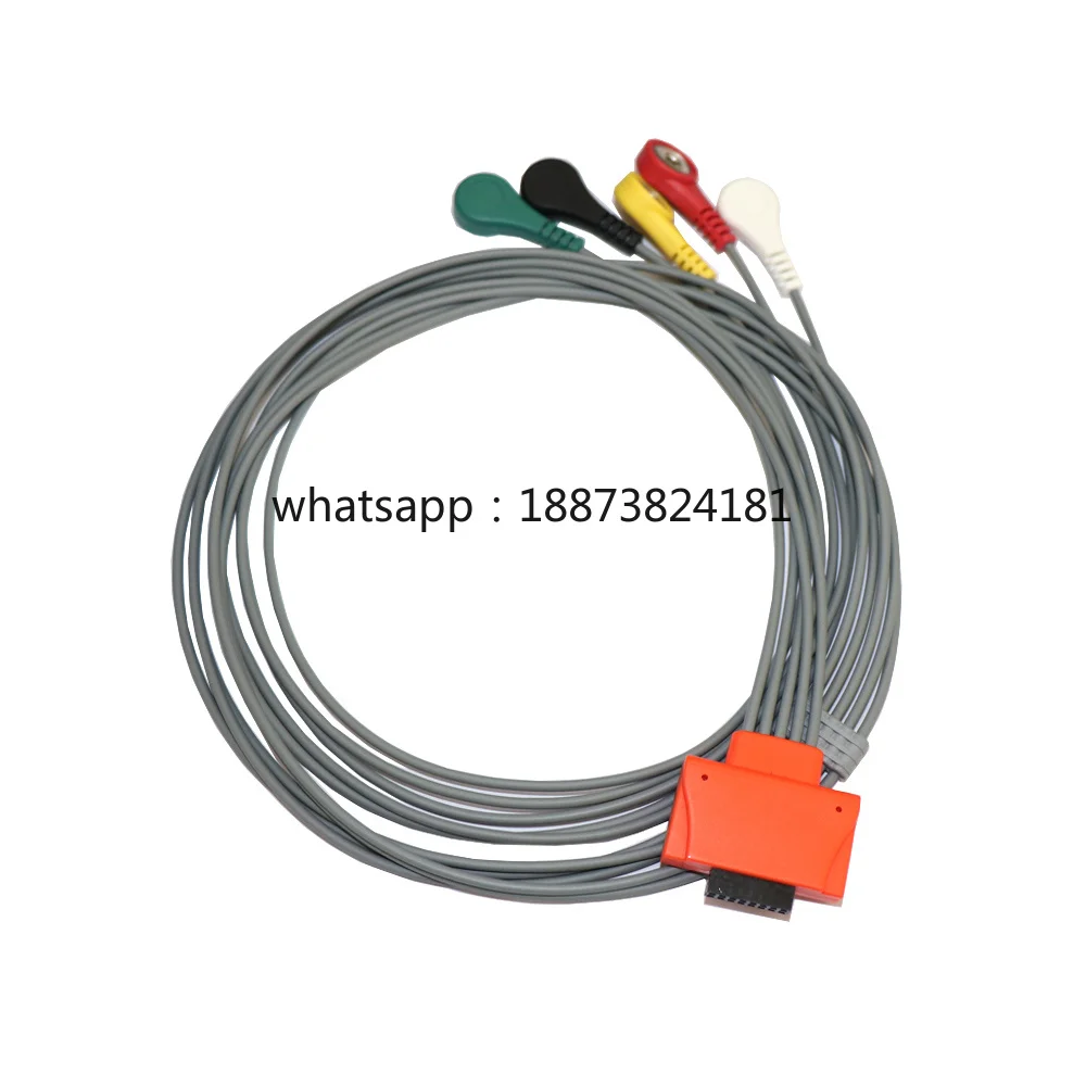 Compatible with Cardioline 16pin One-Piece 5 Lead Holter Cable fast shipping