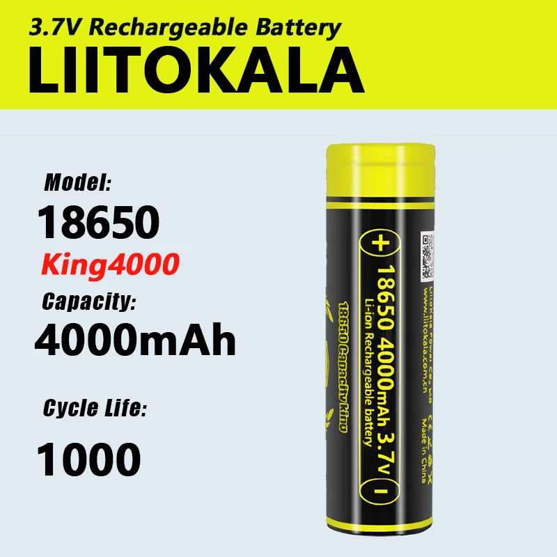 1-40pcs LiitoKala Lii-King4000 3.7V 18650 4000mAh 12A Discharging Rechargeable Batteries for Flashlight Batteries