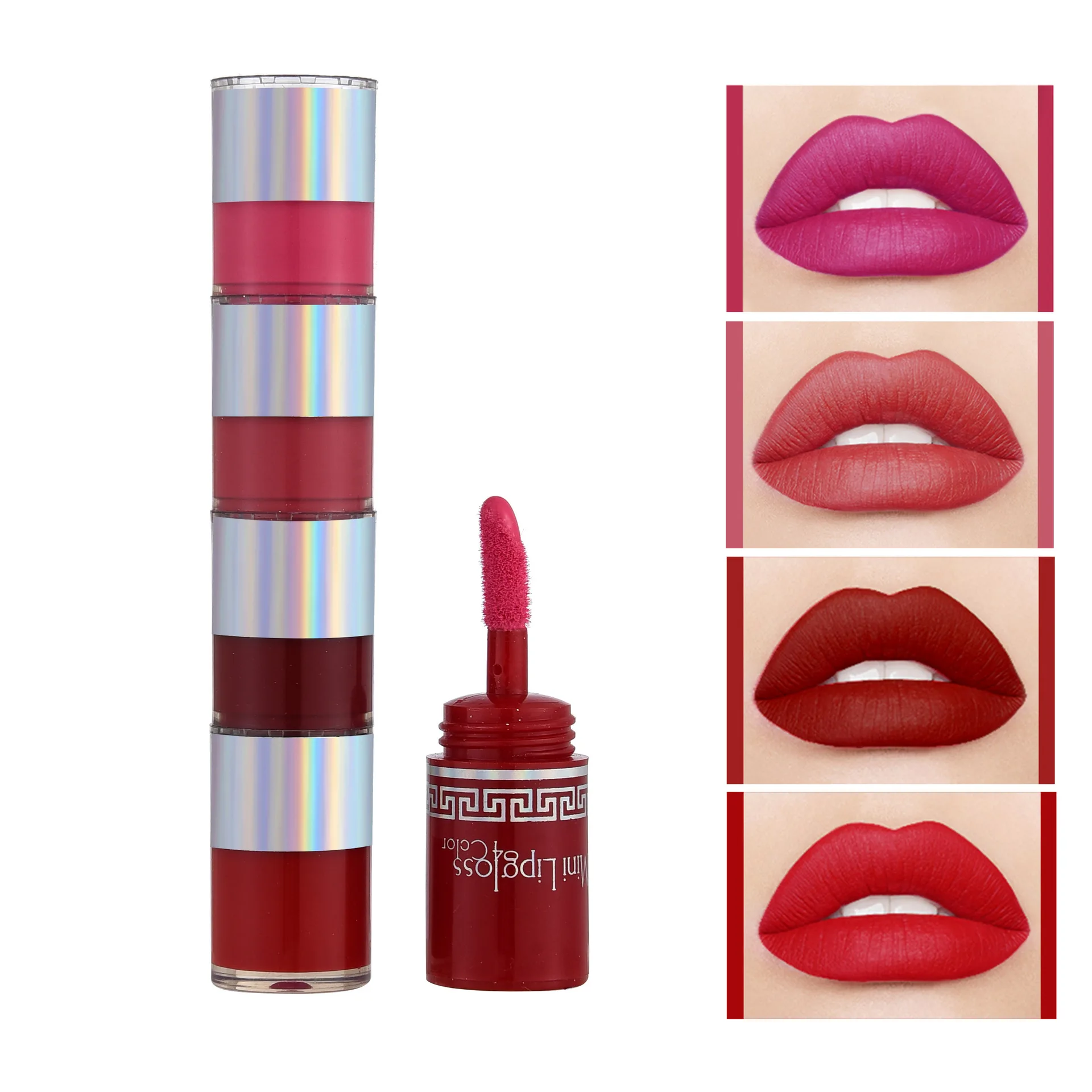 Set di lucidalabbra opaco a 4 colori idrata il rossetto liquido alla moda impermeabile e duraturo facile da applicare lucidalabbra Sexy di grande capacità 8g