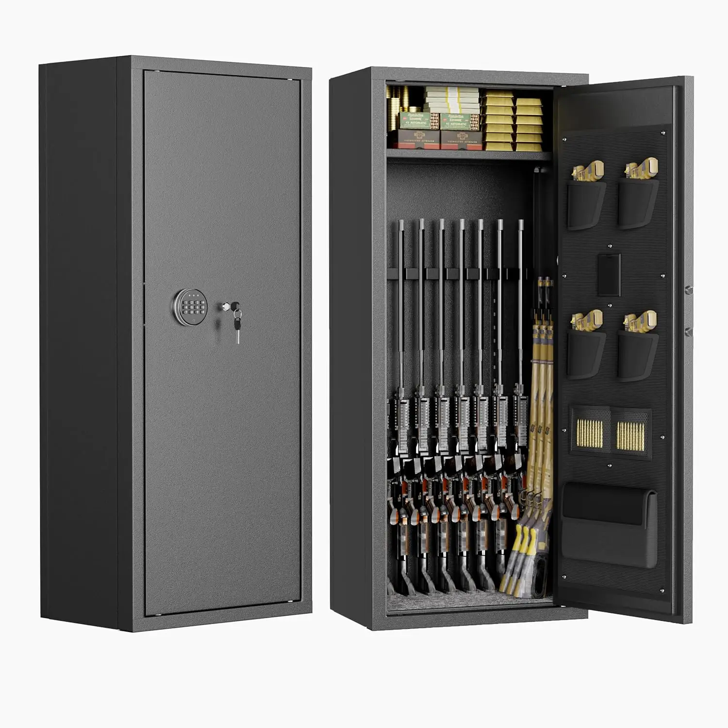 

10-12 Gun Safe for Rifles and Pistols, Keyboard Digital Lock on Large GunSafe for Rifles and Shotguns, Locking Gun Cabinet