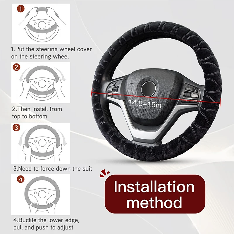 Winter Soft Warm Car Steering Wheel Cover Universal Car Interior Styling Decoration Auto Steering Cover Auto Accessories 37-39cm image 6
