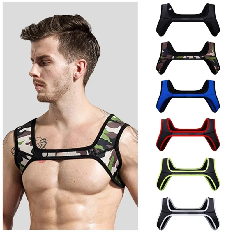 

Men Chest Harness Belt Elastic Shoulder Body Straps Double Shoulder Support Brace Muscle Protector for Men