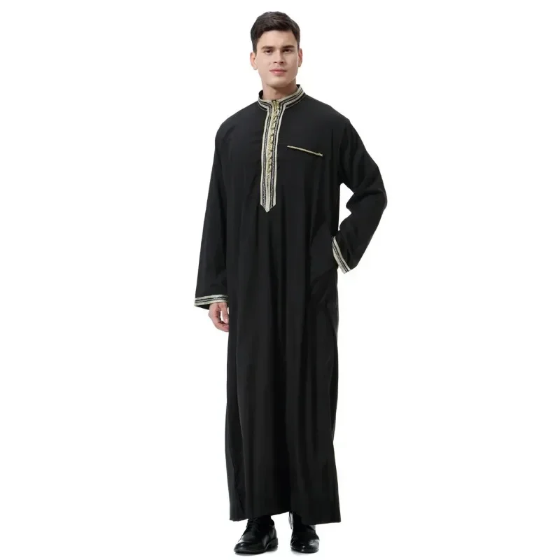 Muzułmanki Jubba Thobe Męska długa sukienka Islamski Eid 2025 Ramadan Długa szata Saudi Musulman Noś Abaya Caftan Dubai Arabska sukienka