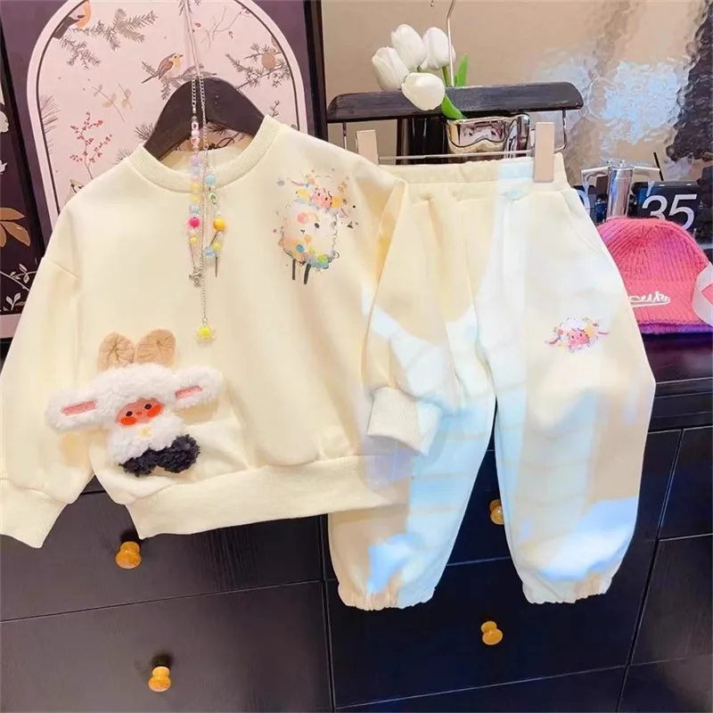 

Комплекты одежды для девочек, весна-осень 2025, Детский Повседневный свитшот, топ и штаны, спортивный костюм для бега из 2 предметов, детские спортивные костюмы, дети 7